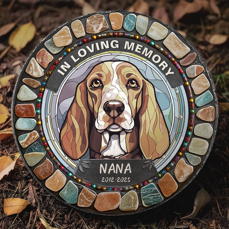 Custom In Loving Memory Of My Faithful Companion- Memorial Personalized Custom 3D Mosaic Faux Stained Glass Print Round Shaped Memorial Stone  - Sympathy Gift For Pet Owners, Pet Lovers