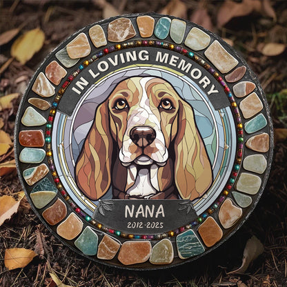 Custom In Loving Memory Of My Faithful Companion- Memorial Personalized Custom 3D Mosaic Faux Stained Glass Print Round Shaped Memorial Stone  - Sympathy Gift For Pet Owners, Pet Lovers