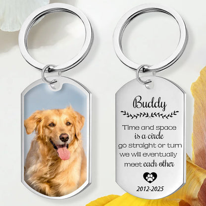 Custom Photo Time And Space Is A Circle-Memorial Personalized Custom Keychain - Sympathy Gift For Pet Owners, Pet Lovers