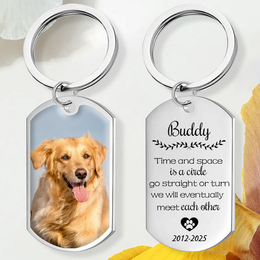 Custom Photo Time And Space Is A Circle-Memorial Personalized Custom Keychain - Sympathy Gift For Pet Owners, Pet Lovers