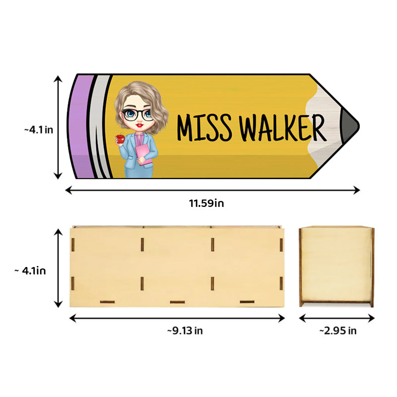 Personalized Pencil-Shaped Wooden Pen Pencil Holder – Custom Name & Character Gift for Back to School, Classroom, or Teacher Appreciation
