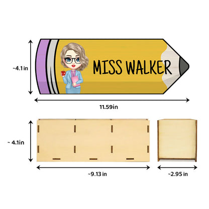 Personalized Pencil-Shaped Wooden Pen Pencil Holder – Custom Name & Character Gift for Back to School, Classroom, or Teacher Appreciation
