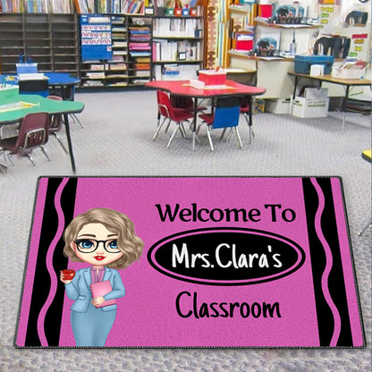 Custom Teacher Name Doormat – Personalized Classroom Welcome Mat, Back to School Gift for Teachers, Educators, and Staff