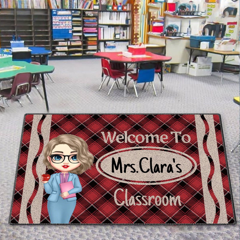Custom Teacher Name Doormat – Personalized Classroom Welcome Mat, Back to School Gift for Teachers, Educators, and Staff