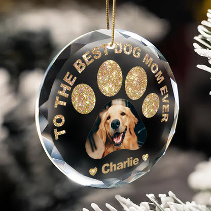 Custom Photo To the Best Pet Parent Ever – Gem-Inspired Round Ornament – Personalized Gift for Dog and Cat Lovers, Moms and Dads