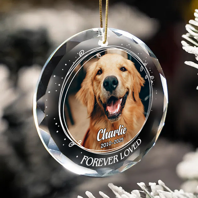 Personalized Pet Memorial Ornament – Custom Glass Keepsake with Photo, Name & Dates – Forever Loved Tribute Gift for Pet Loss, Dog or Cat Owners