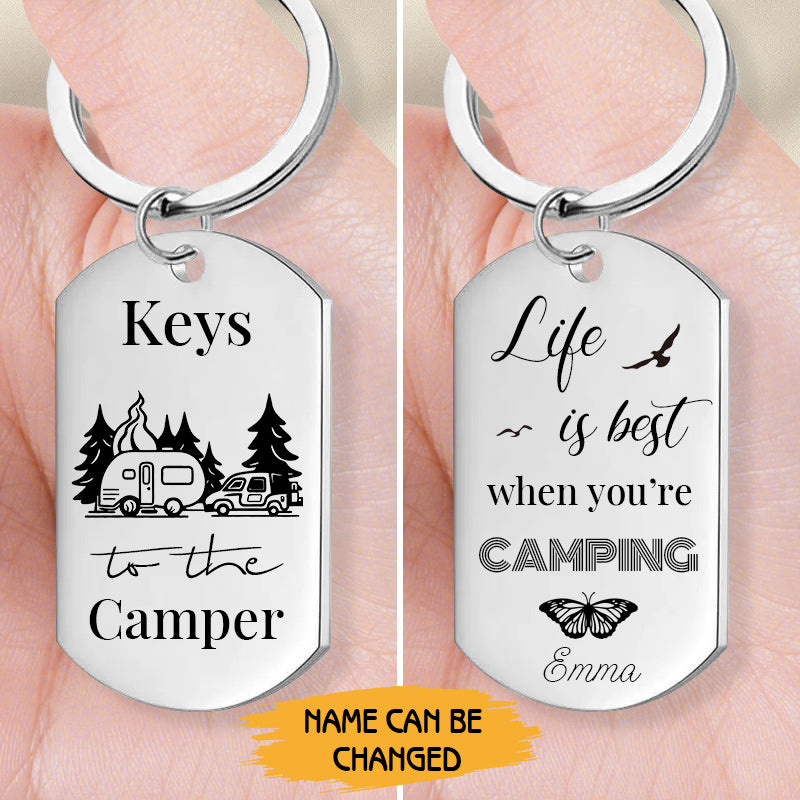 Custom Camping Keychain – “Keys to the Camper” Personalized Gift for RV Lovers, Campers, or Outdoor Enthusiasts