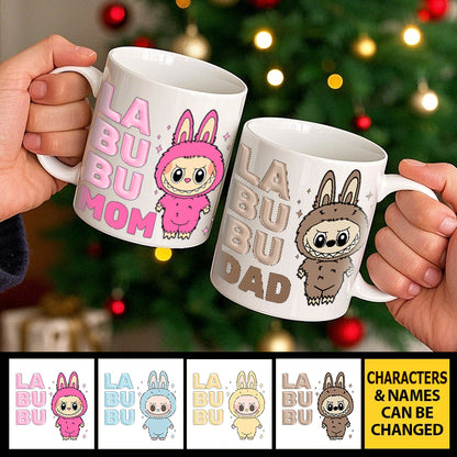 Personalized Big-Eyed Forest Friend Mug - Cute Toy Design with Title - Gift for Besties, Kids & Families