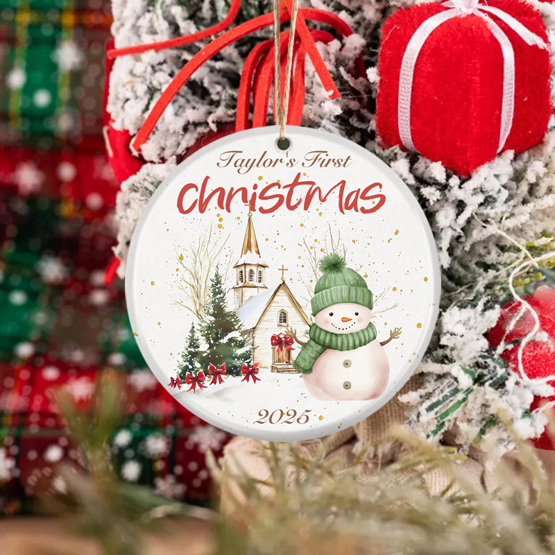 Baby's First Christmas  2025 – Personalized Ceramic Ornament with Custom Holiday Design, Name & Year – Family Keepsake Gift