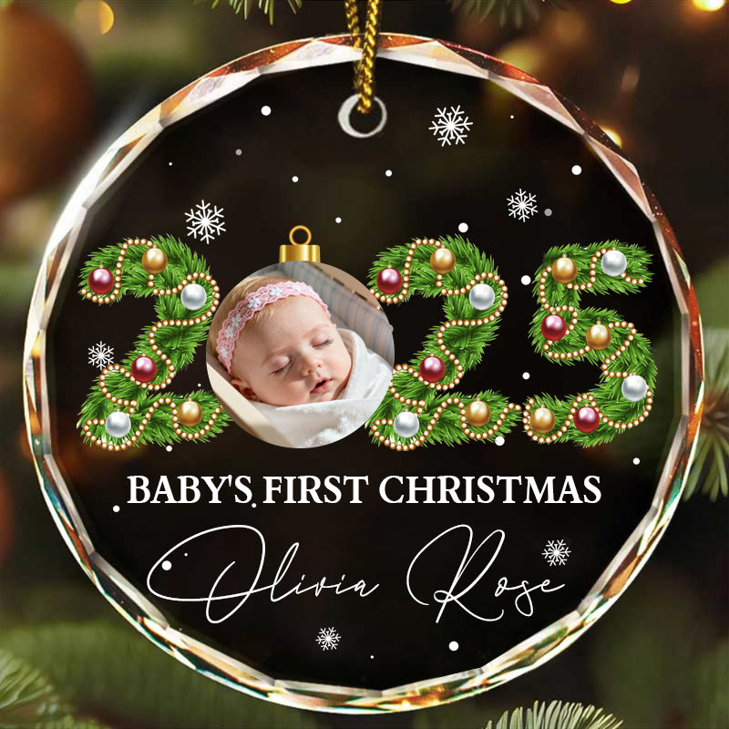 Personalized Baby Photo Ornament – Custom Glass Keepsake for Baby's First Christmas 2025