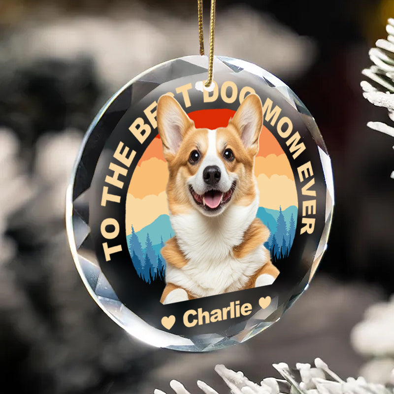 Custom Photo To the Best Pet Parent Ever – Round Glass Ornament – Personalized Gift for Dog and Cat Lovers, Moms and Dads
