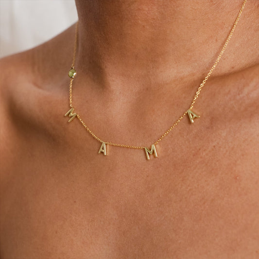 Personalized Letter Necklace with Birthstone – Custom Minimalist Jewelry Gift for Loved Ones