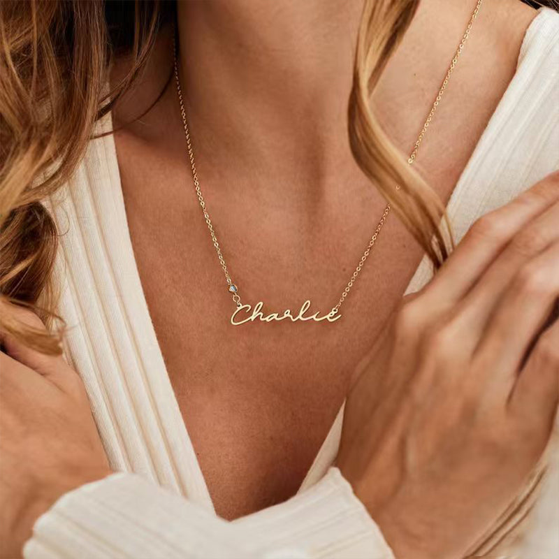 Personalized Name Necklace with Birthstone – Custom Minimalist Jewelry Gift for Loved Ones