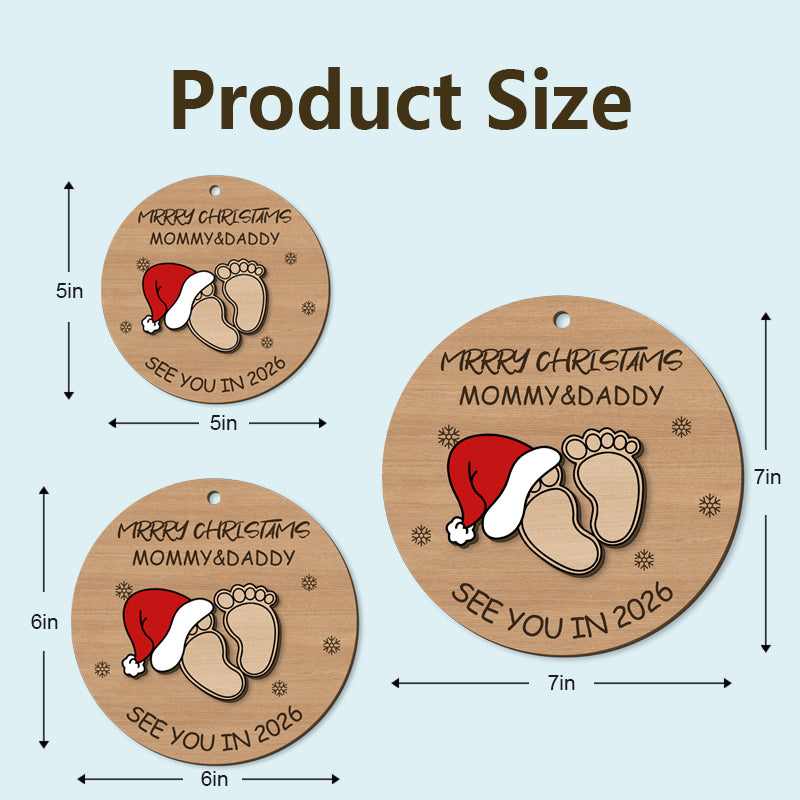 Baby Expecting See You In 2026 - Personalized Footprints or Baby Photo Wooden Ornament
