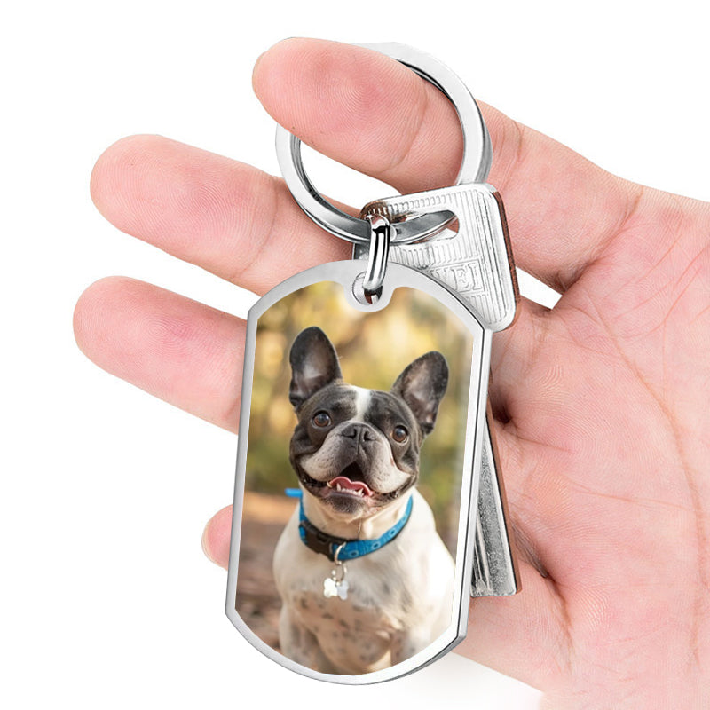 Custom Photo “Forever Flipping” Pet Memorial Keychain – Funny & Personalized Gift for Dog & Cat Lovers