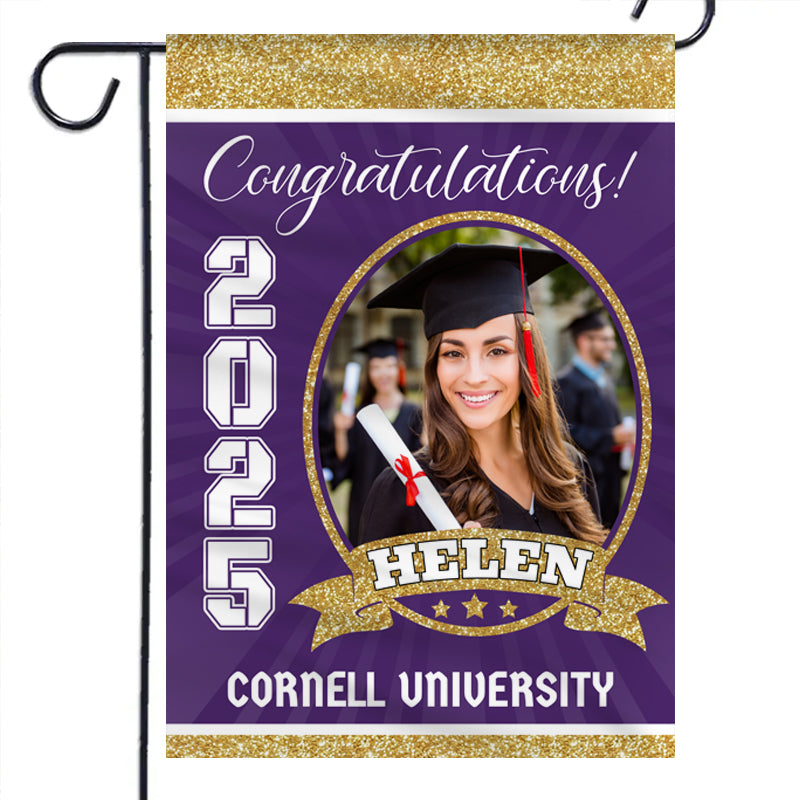 Custom Graduation Garden Flag with Photo & Name – Personalized Class of 2025 Gift for Graduate, Son, Daughter & Loved Ones