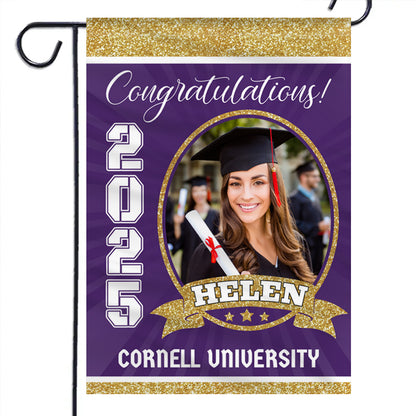Custom Graduation Garden Flag with Photo & Name – Personalized Class of 2025 Gift for Graduate, Son, Daughter & Loved Ones