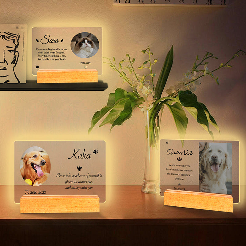 Custom Pet Memorial LED Plaque – Personalized Tribute for Cats & Dogs