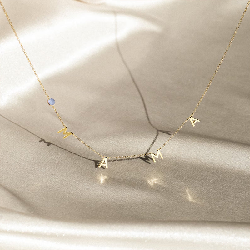 Personalized Letter Necklace with Birthstone – Custom Minimalist Jewelry Gift for Loved Ones