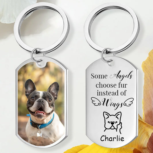 Custom Photo “Forever Flipping” Pet Memorial Keychain – Funny & Personalized Gift for Dog & Cat Lovers