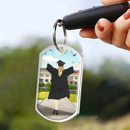 Custom Graduation Keychain – “And Off She/He Went to Change the World” Personalized Gift for Daughter, Son, or Graduate