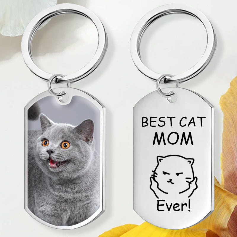 Custom Photo Best Dog/Cat Parents – Funny Personalized Pet Keychain – Gift for Dog & Cat Lovers