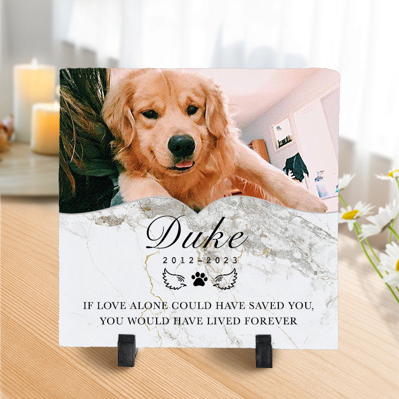 Custom Photo If Love Alone Could Have Saved You.- Pet Memorial Square-shaped Stone Custom - Sympathy Gift For Pet Owners, Pet Lovers