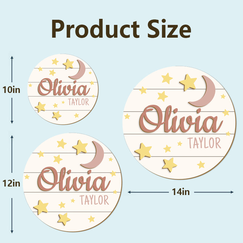 Personalized Baby Name Wooden Sign – Custom Starry Sky Design for Nursery, Hospital Door, or Baby Shower Gift