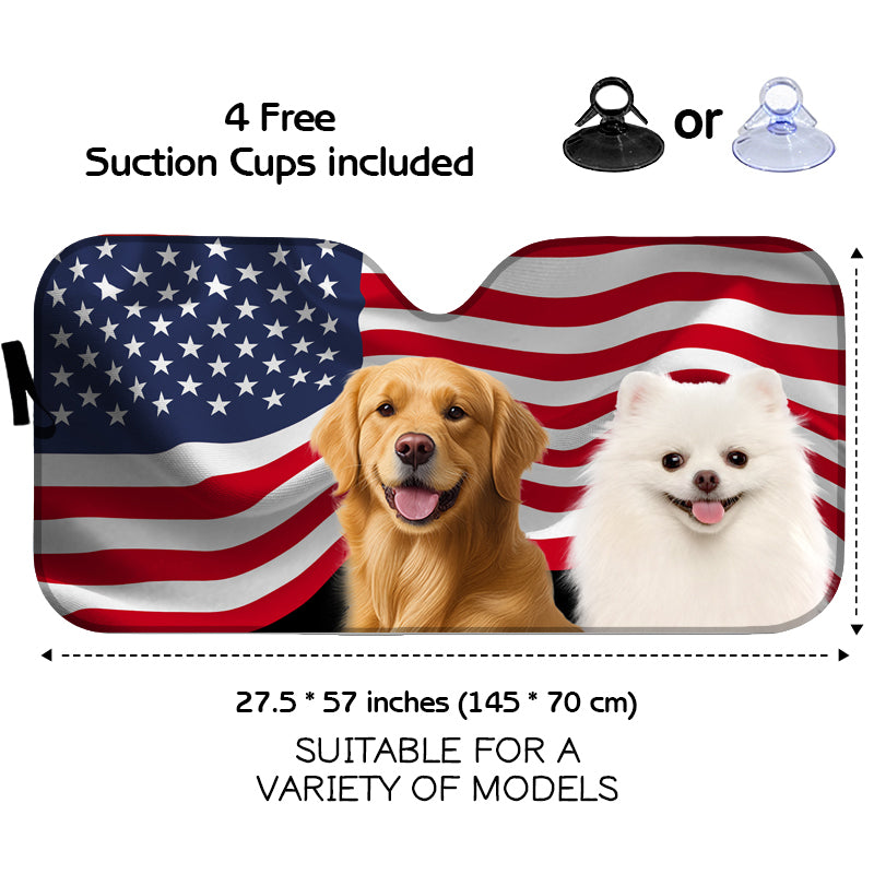 Custom Photo The Road To Heart Is Paved With Pawprints - Pet Personalized Custom Auto Windshield Sunshade, Car Window Protector - Gift For Pet Owners, Pet Lovers