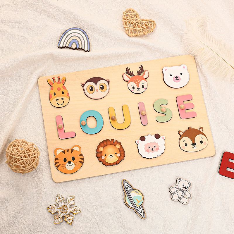 Personalized Name Puzzle with Adorable Themes – Wooden Educational Toy – Gift for Babies, Toddlers & Preschoolers