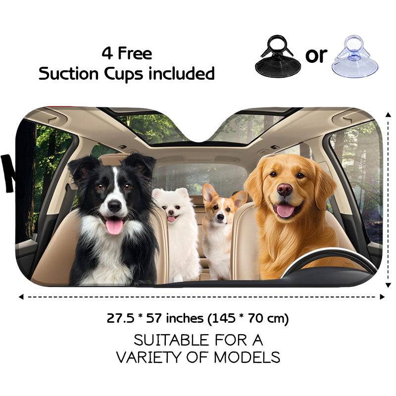 Custom Photo Have Fun Together - Dog Personalized Custom Auto Windshield Sunshade, Car Window Protector - Gift For Pet Owners, Pet Lovers