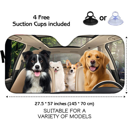 Custom Photo Have Fun Together - Dog Personalized Custom Auto Windshield Sunshade, Car Window Protector - Gift For Pet Owners, Pet Lovers