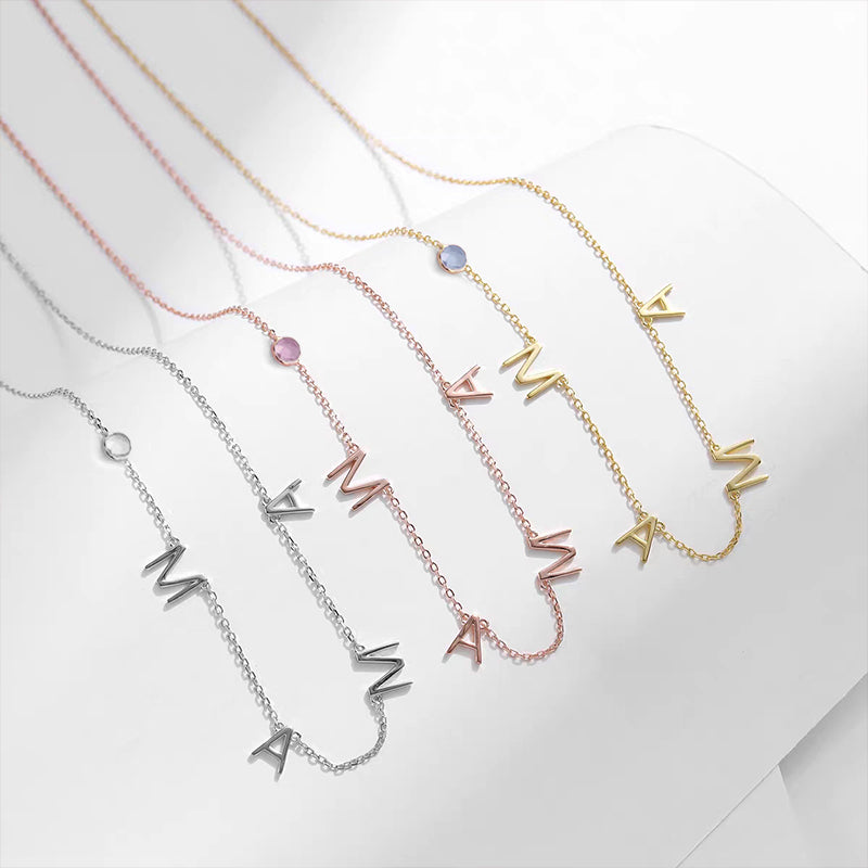 Personalized Letter Necklace with Birthstone – Custom Minimalist Jewelry Gift for Loved Ones
