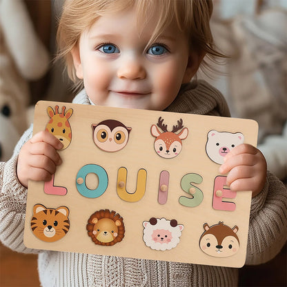 Personalized Name Puzzle with Adorable Themes – Wooden Educational Toy – Gift for Babies, Toddlers & Preschoolers