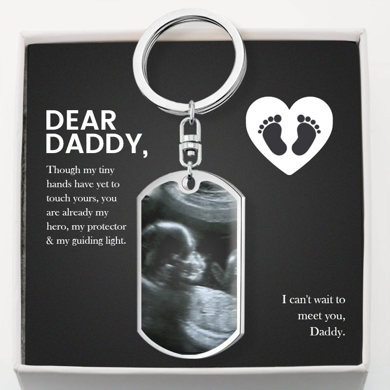 A heartfelt keepsake for expecting dads, this personalized ultrasound keychain captures baby’s first moments and a sweet message, making every day a reminder of their little one.