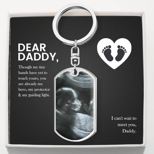 A heartfelt keepsake for expecting dads, this personalized ultrasound keychain captures baby’s first moments and a sweet message, making every day a reminder of their little one.