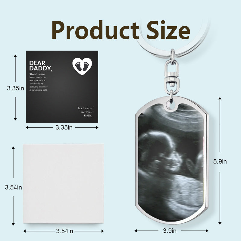 Personalized ultrasound keychain for new dads, an emotional token to cherish baby’s bump moments and feel connected to their little one wherever they go.

