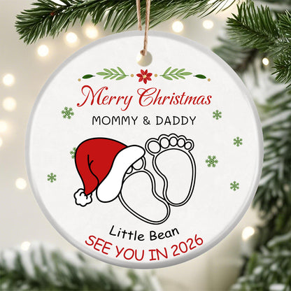 A tender custom Christmas ornament for expecting parents, a loving way to honor their baby’s first holiday season from the bump and hold onto that magic for years to come.