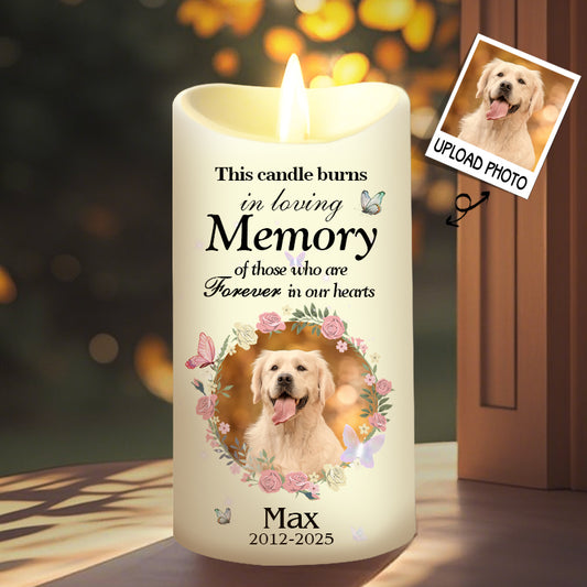 Custom Photo Candle Burns In Loving Memory-Memorial Personalized Custom LED Candle - Sympathy Gift For Pet Owners, Pet Lovers