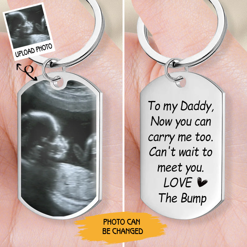 Customizable baby ultrasound keychain - upload baby’s scan & choose mom or dad voice message, great baby shower gift for in-laws
